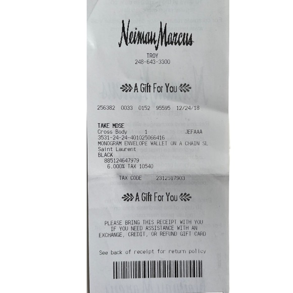 YSL / SAINT LAURENT BLACK CLASSIC CASSANDRE WALLET ON CHAIN IN GRAINED LEATHER - Picture 12 of 16